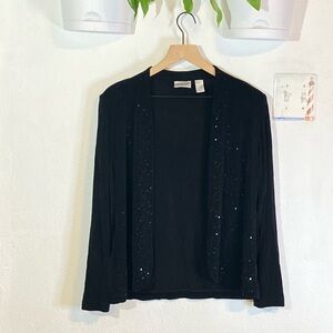Chico's Travelers Black Sparkly Twinset Cardigan & Tank Top
